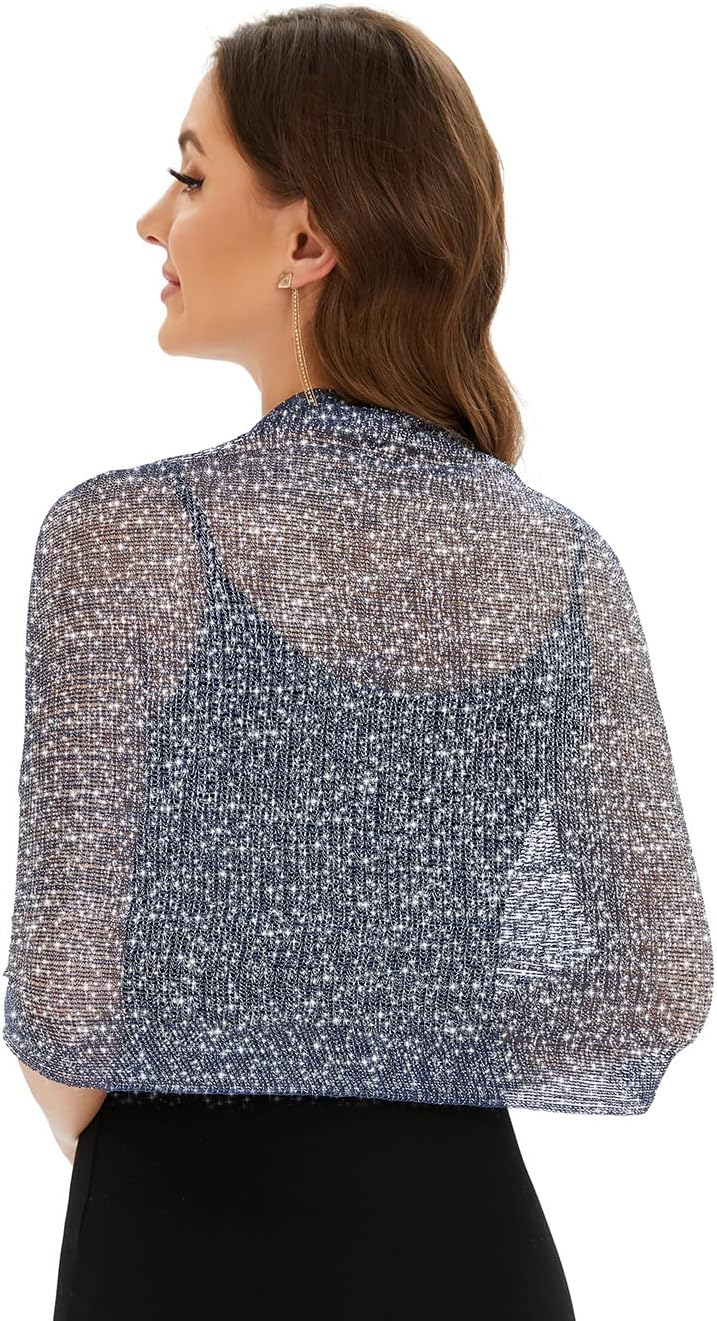 KUNINDOME Sparkling Metallic Shawls and Wraps with Buckle,for Evening Dresses Party Wedding Bride Bridesmaid - Image 3